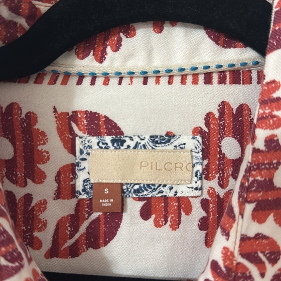 Pilcro Anthropologie Rust Tribal Floral Print 
Button Down Shirt Sz Small Boho - Picture 4 of 11